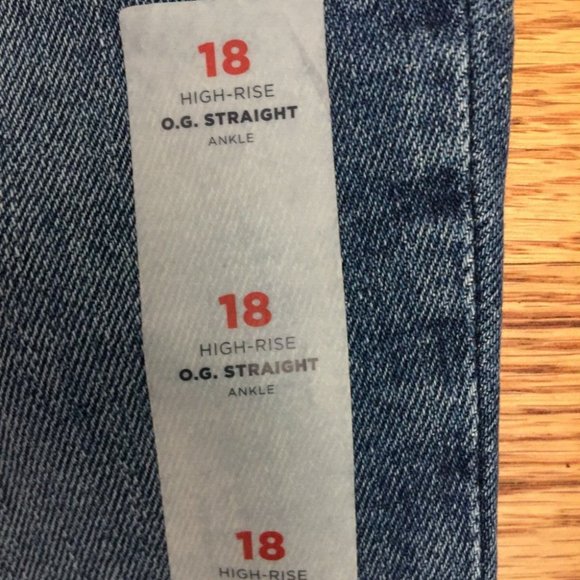OLD NAVY OG STRAIGHT HIGH RISE JEANS WOMENS 18 BLUE STRETCH DENIM ANKLE 39"x28" - Picture 6 of 16